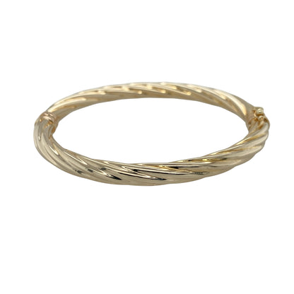 9ct Gold Twisted Hinged Bangle