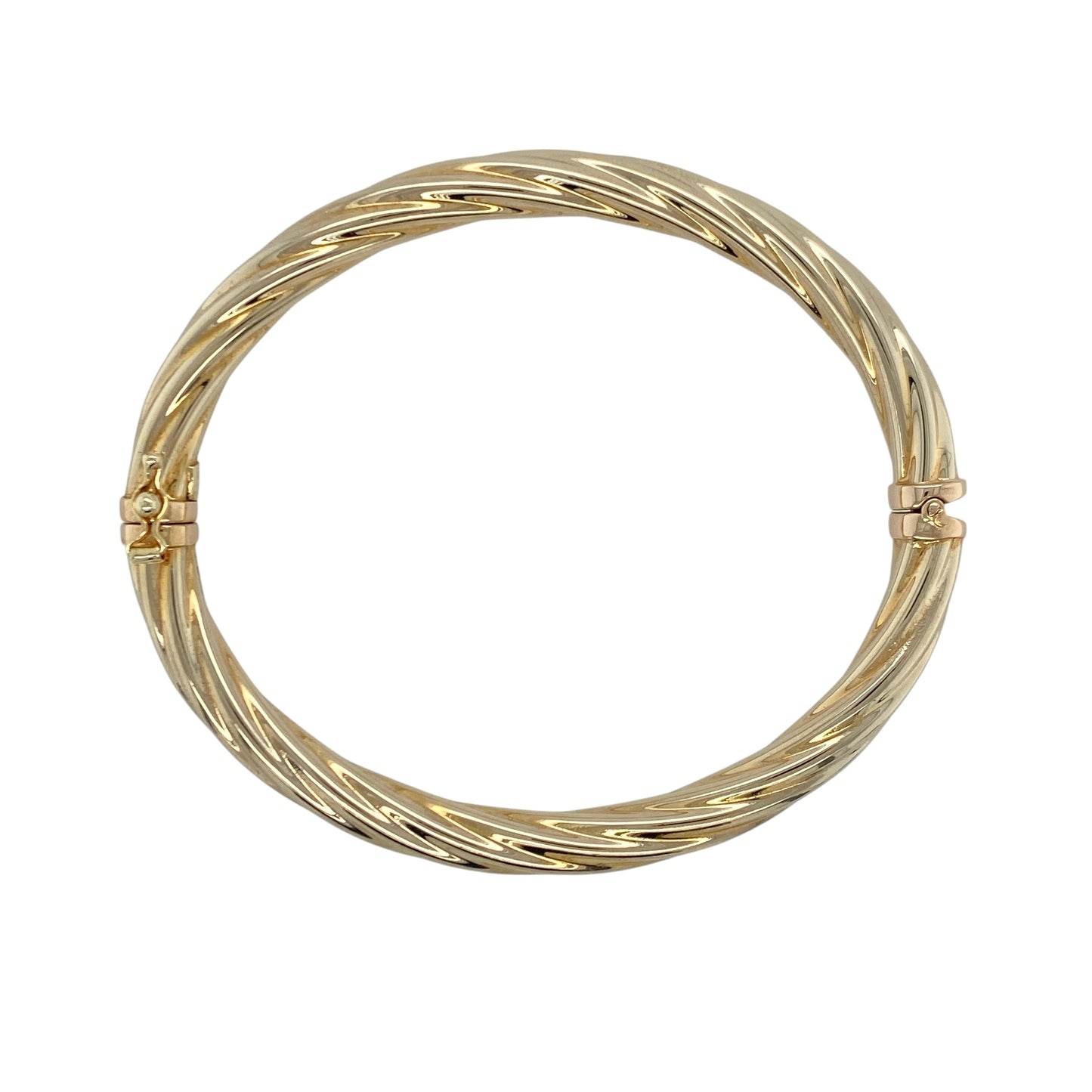 9ct Gold Twisted Hinged Bangle
