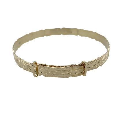 9ct Gold Patterned Scalloped Edge Expanding Bangle