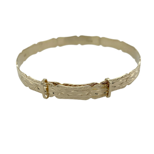 9ct Gold Patterned Scalloped Edge Expanding Bangle