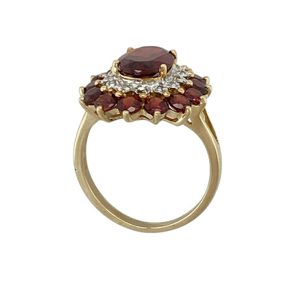 9ct Gold Diamond & Garnet Cluster Ring