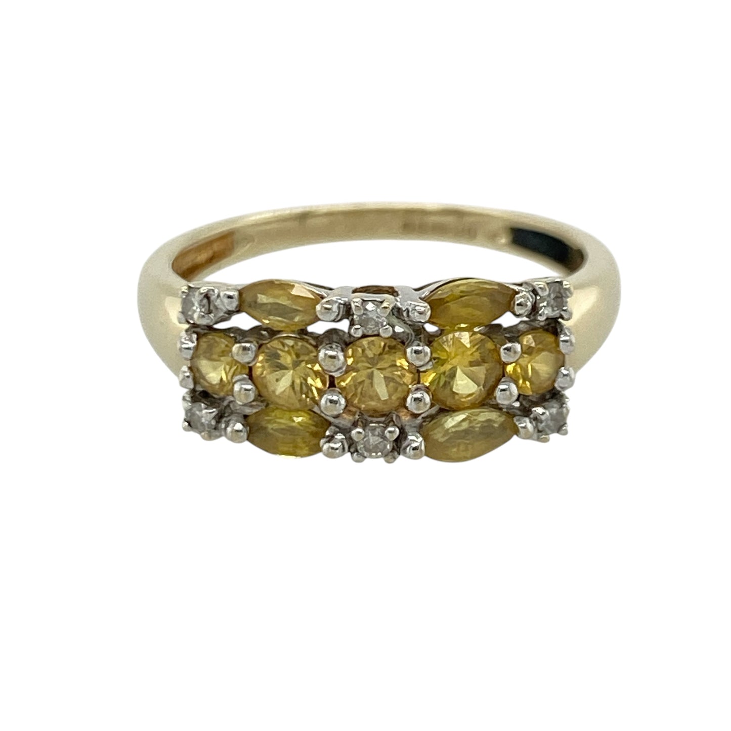 9ct Gold Diamond & Yellow Sapphire Ring