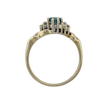 9ct Gold Diamond & Blue Topaz Twist Ring