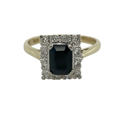 9ct Gold Diamond & Sapphire Cluster Ring
