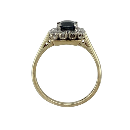 9ct Gold Diamond & Sapphire Cluster Ring