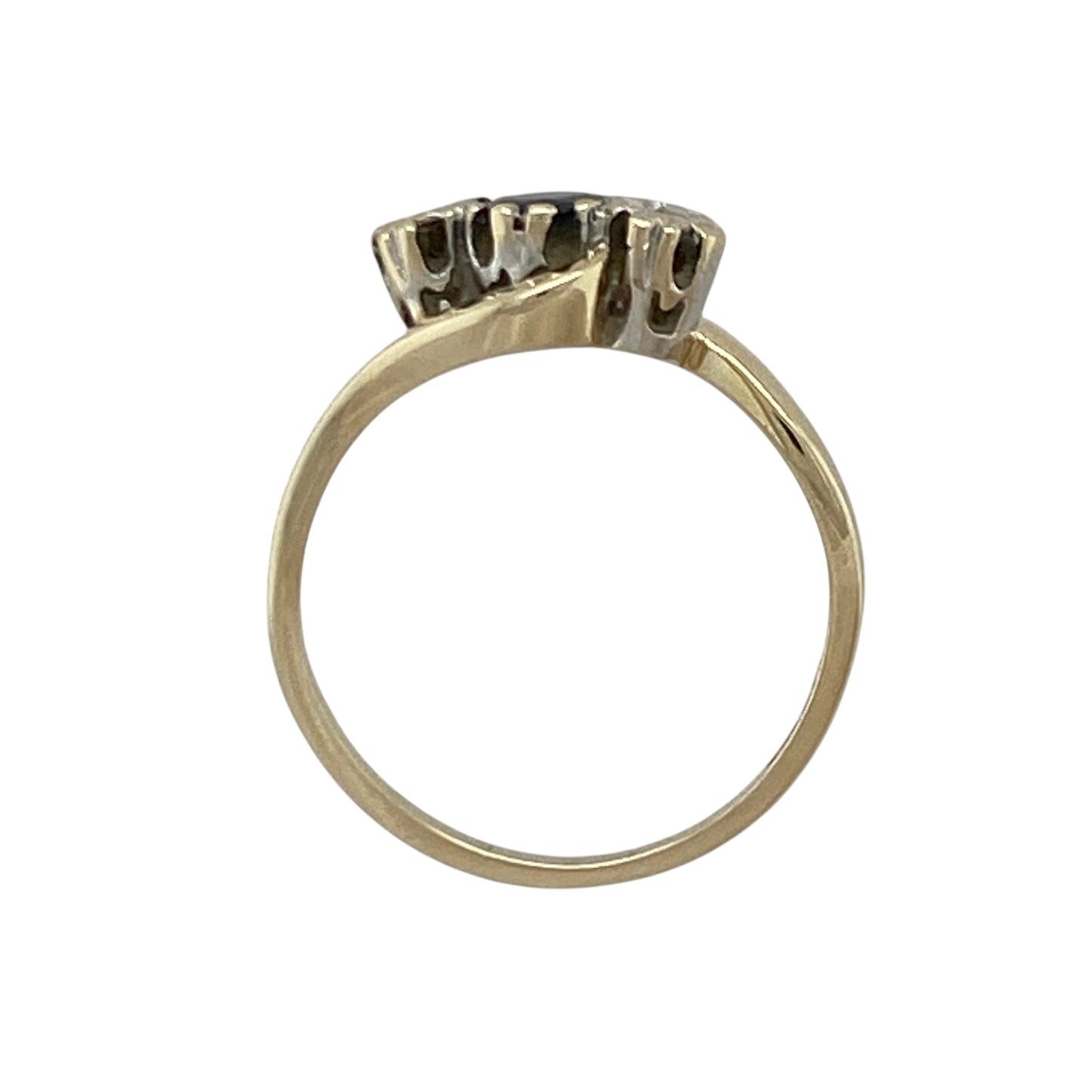 9ct Gold Diamond & Sapphire Trilogy Twist Ring