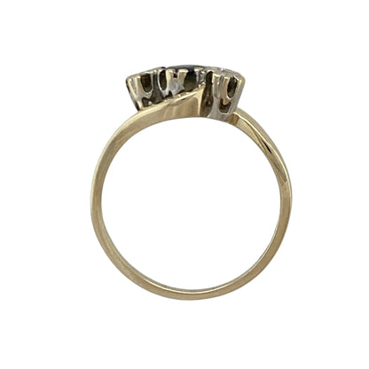 9ct Gold Diamond & Sapphire Trilogy Twist Ring