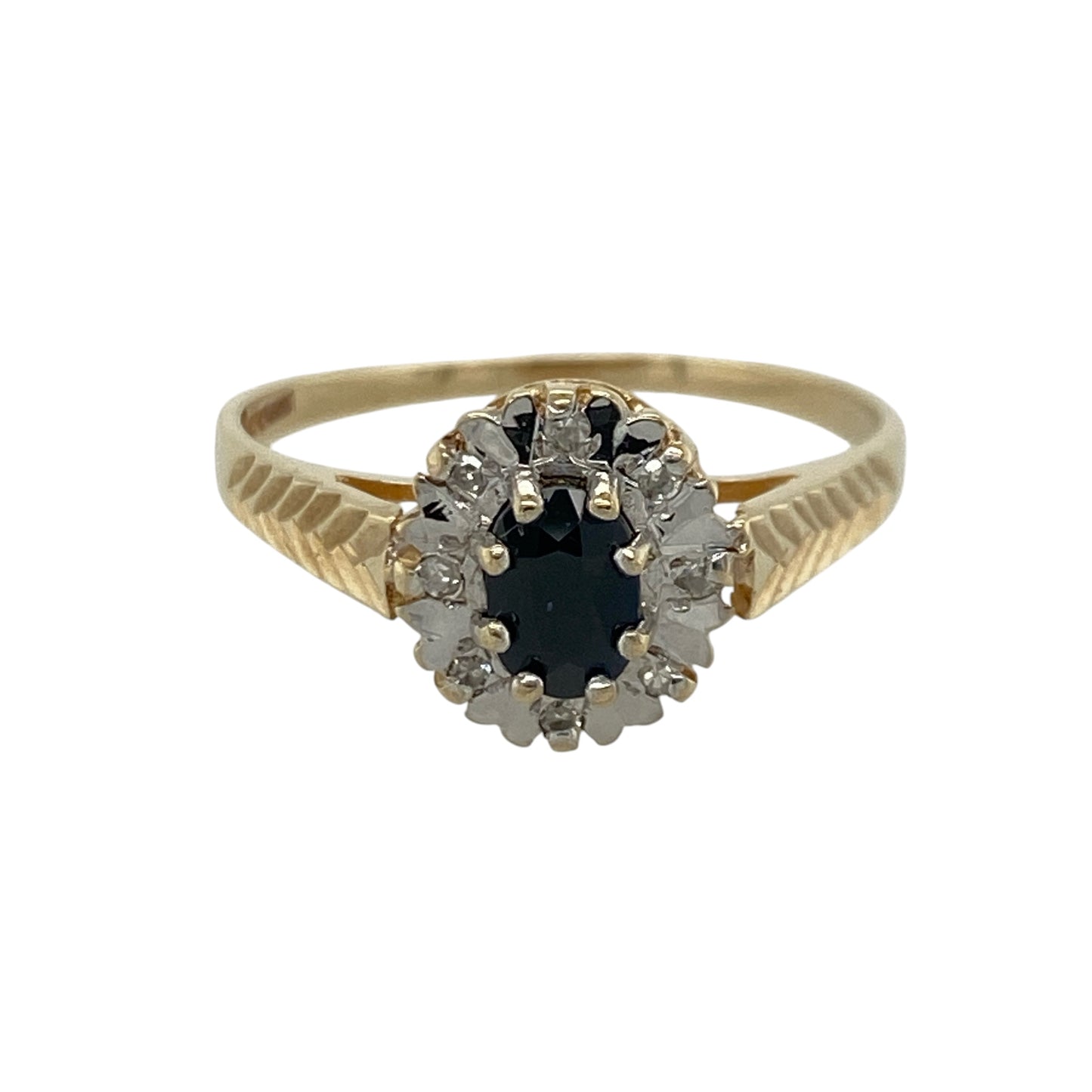 9ct Gold Diamond & Sapphire Cluster Ring