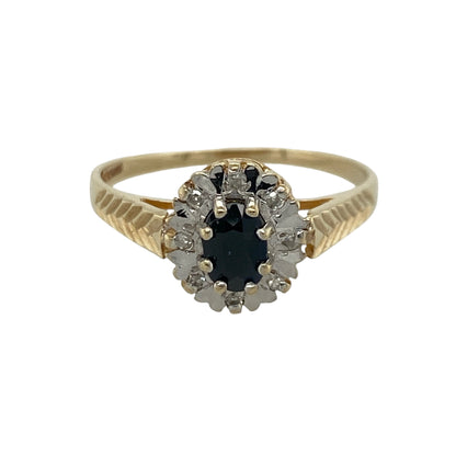 9ct Gold Diamond & Sapphire Cluster Ring