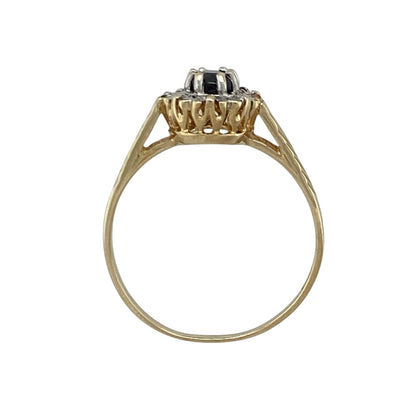9ct Gold Diamond & Sapphire Cluster Ring