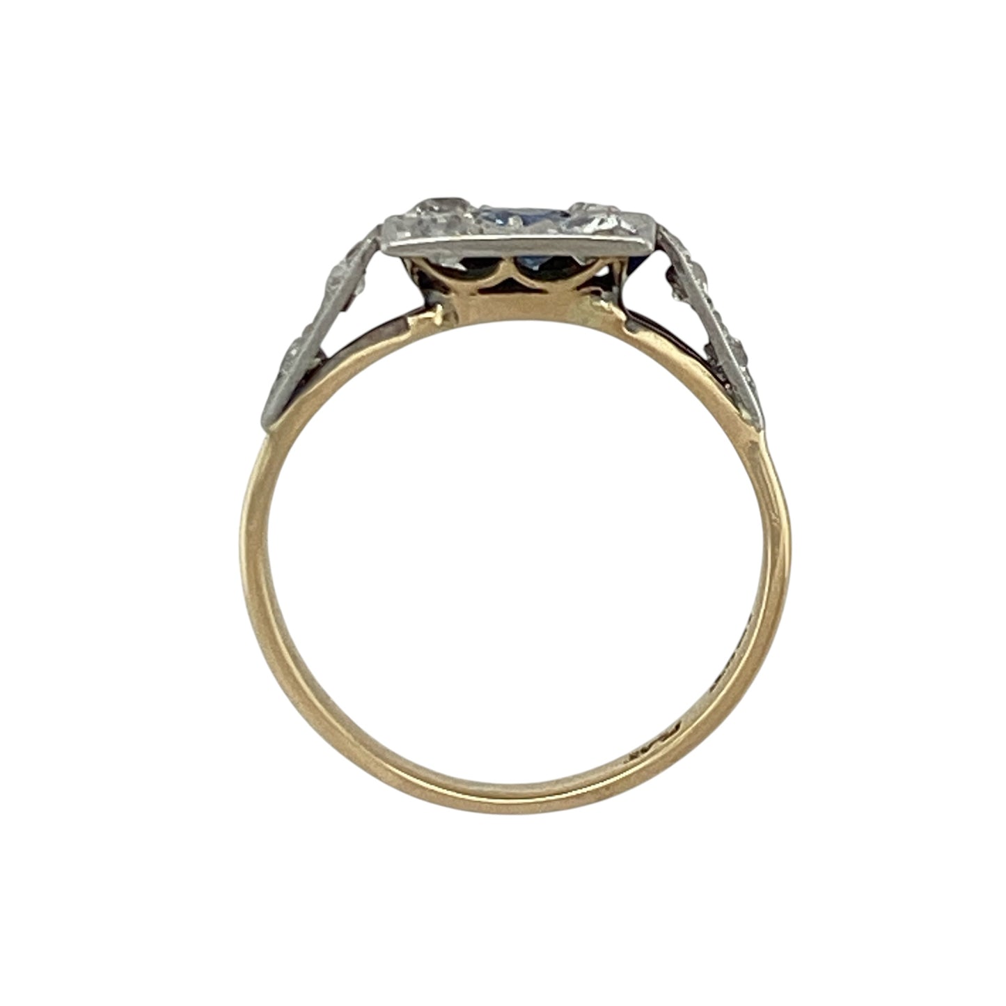 18ct Gold & Platinum Diamond & Sapphire Art Deco Style Cluster Ring
