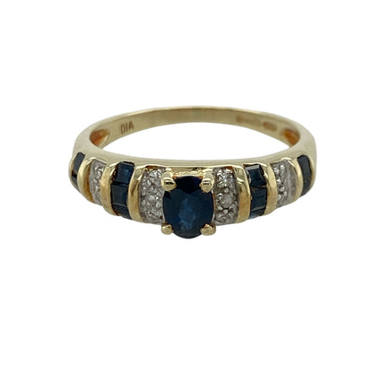 14ct Gold Diamond & Sapphire Band Ring