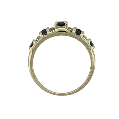 14ct Gold Diamond & Sapphire Band Ring