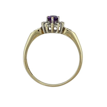 9ct Gold Diamond & Amethyst Cluster Ring