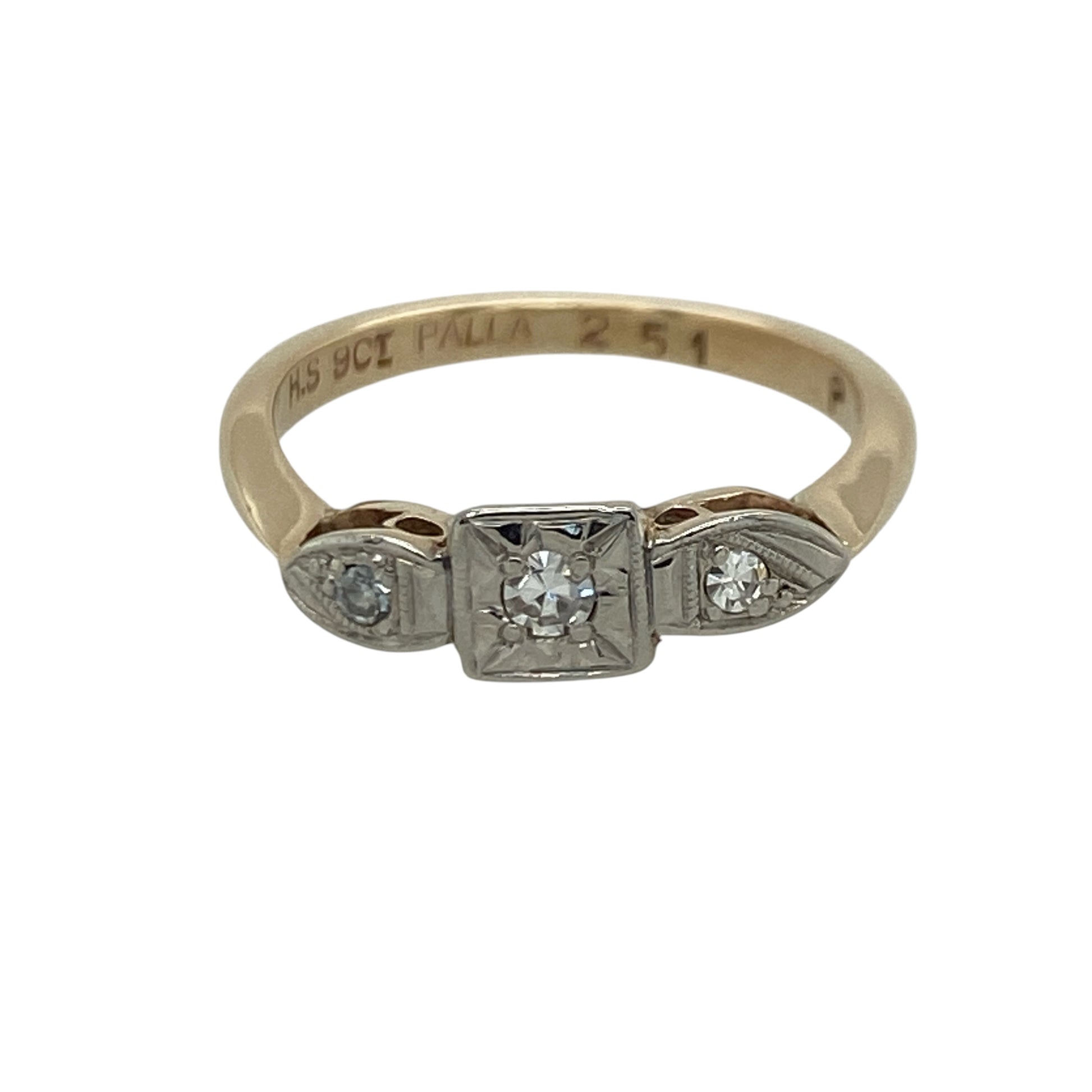 9ct Gold & Platinum Diamond Trilogy Ring