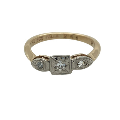 9ct Gold & Platinum Diamond Trilogy Ring