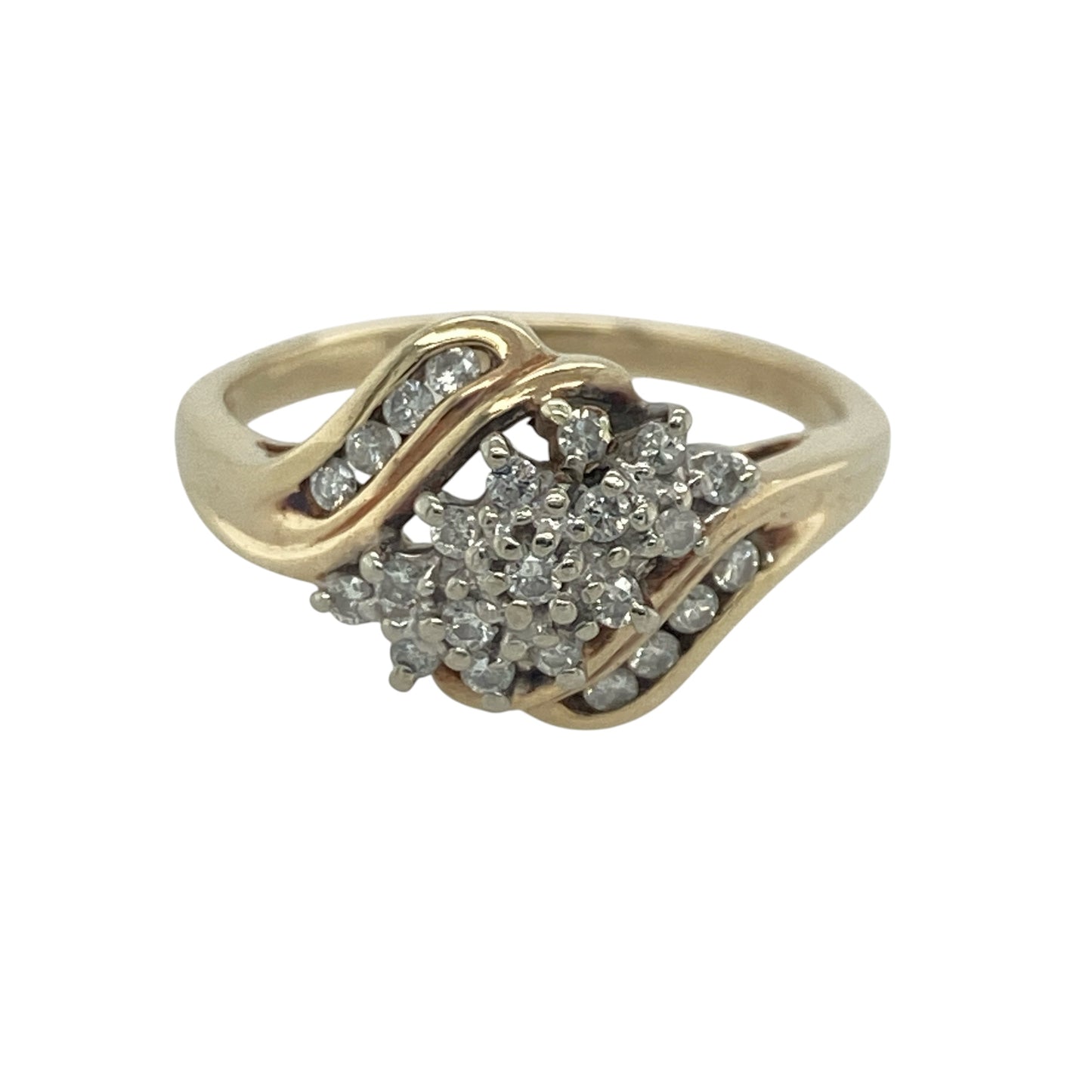 9ct Gold & Diamond Set Cluster Twist Ring