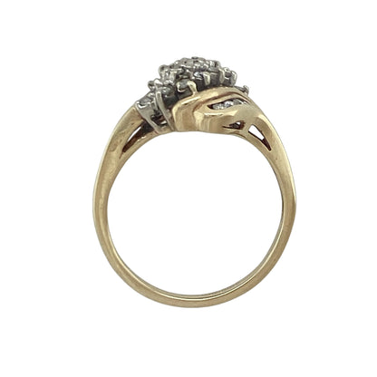 9ct Gold & Diamond Set Cluster Twist Ring
