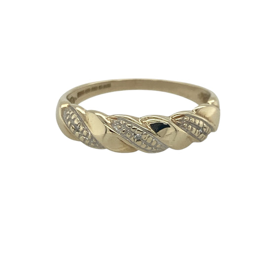 9ct Gold & Diamond Twisted Band Ring