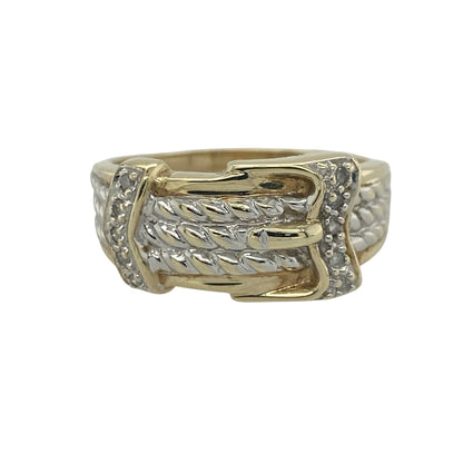 9ct Gold & Diamond Buckle Ring