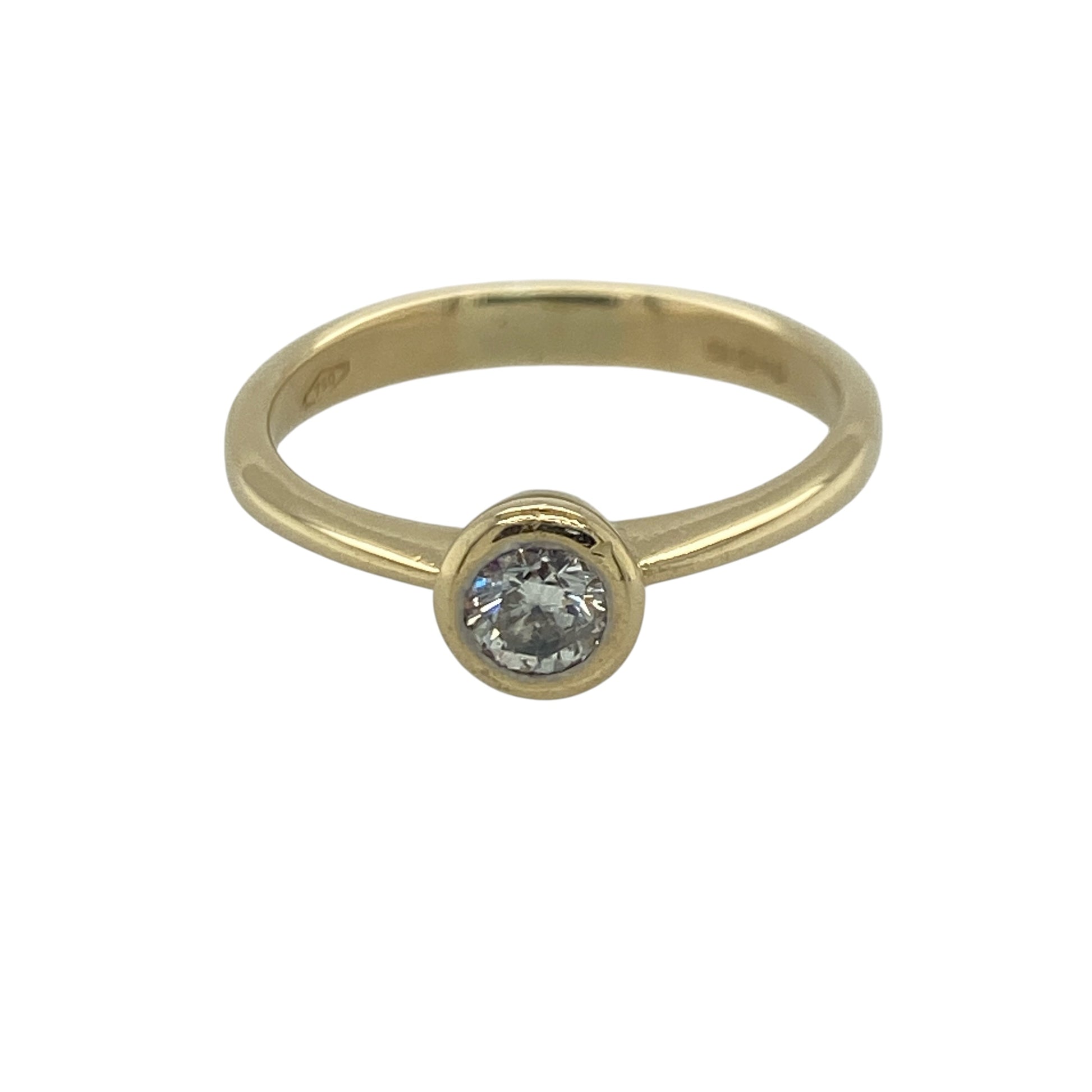 18ct Gold & Diamond Rubover Set Solitaire Ring