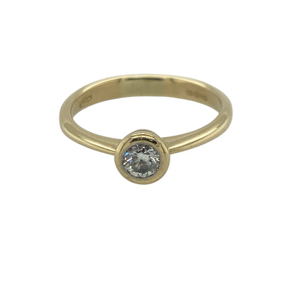 18ct Gold & Diamond Rubover Set Solitaire Ring