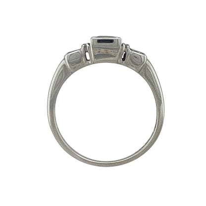 9ct White Gold Diamond & Blue Topaz Trilogy Ring