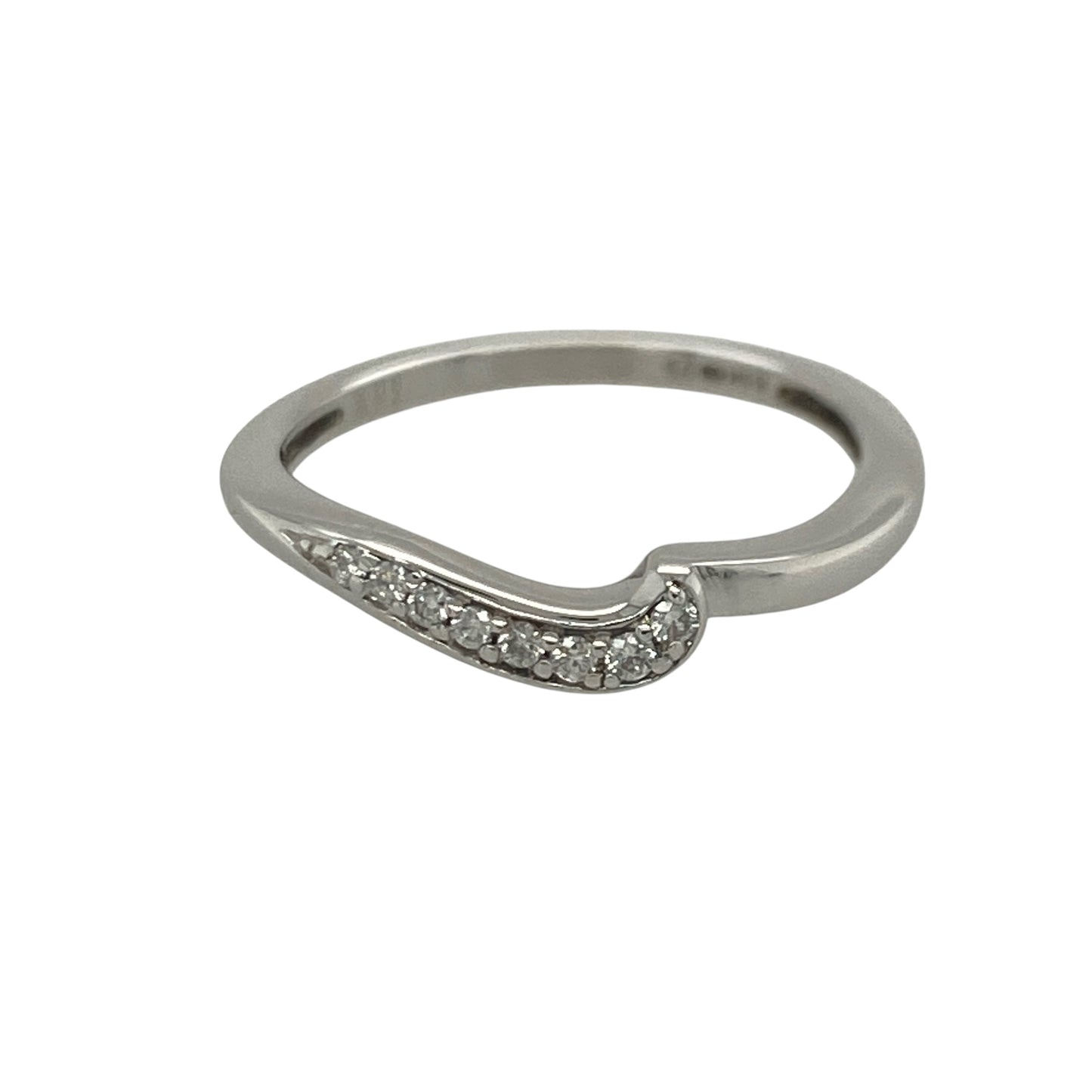 9ct White Gold & Diamond Wave Band Ring