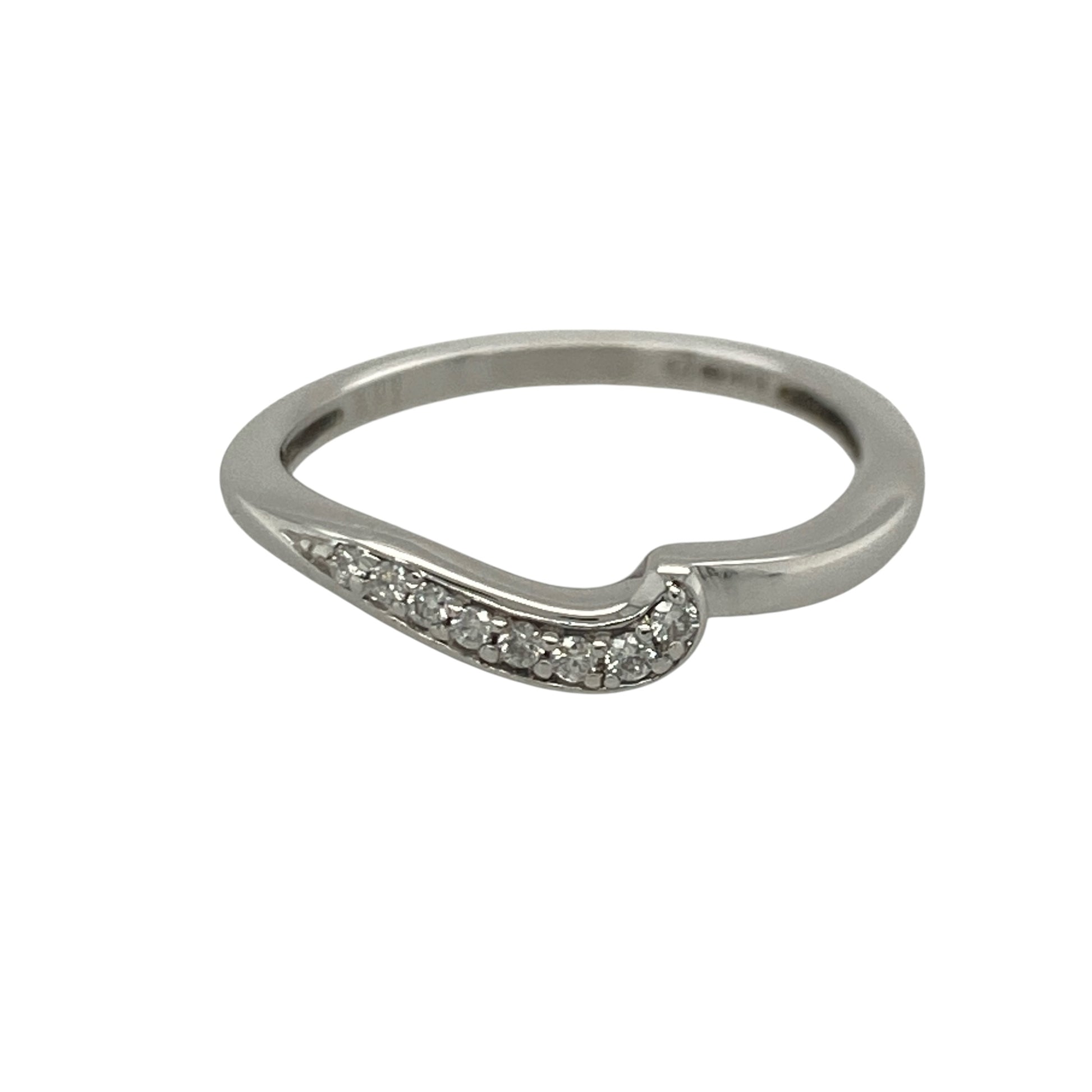 9ct White Gold & Diamond Wave Band Ring