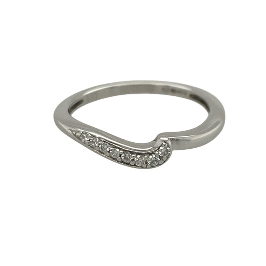 9ct White Gold & Diamond Wave Band Ring