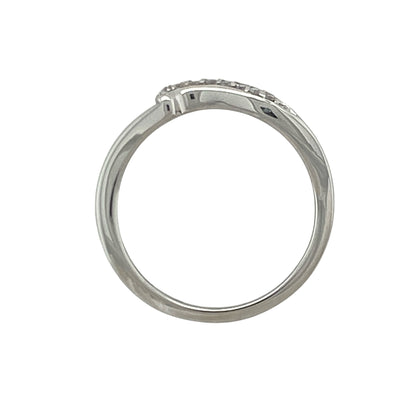 9ct White Gold & Diamond Wave Band Ring