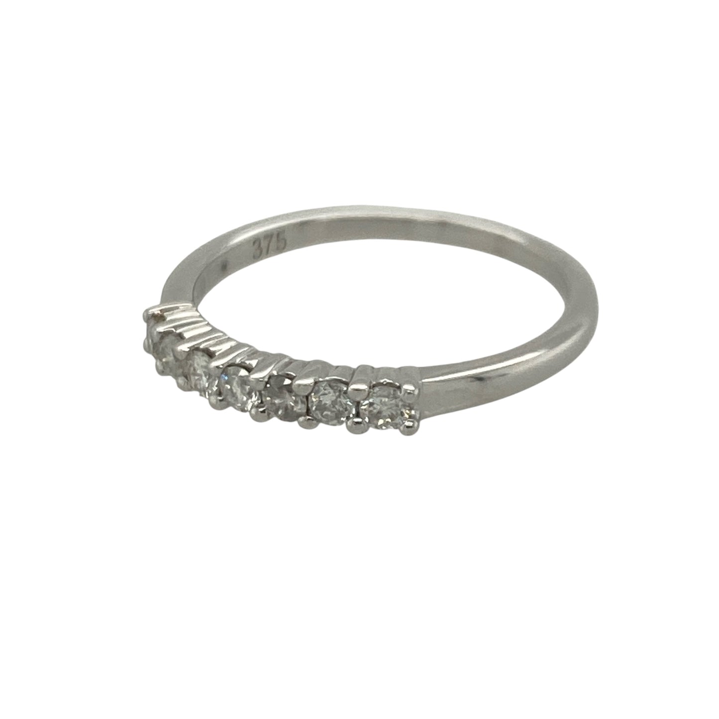 Add timeless sparkle and elegant sophistication to your jewellery collection with this pre-owned 9ct white gold seven stone diamond band ring, featuring a classic multi-stone design with refined everyday appeal—perfect for anniversaries, stacking, or special occasions.

Design: The ring showcases seven sparkling diamonds set across the front of the band, creating a beautifully balanced and eye-catching display of brilliance.