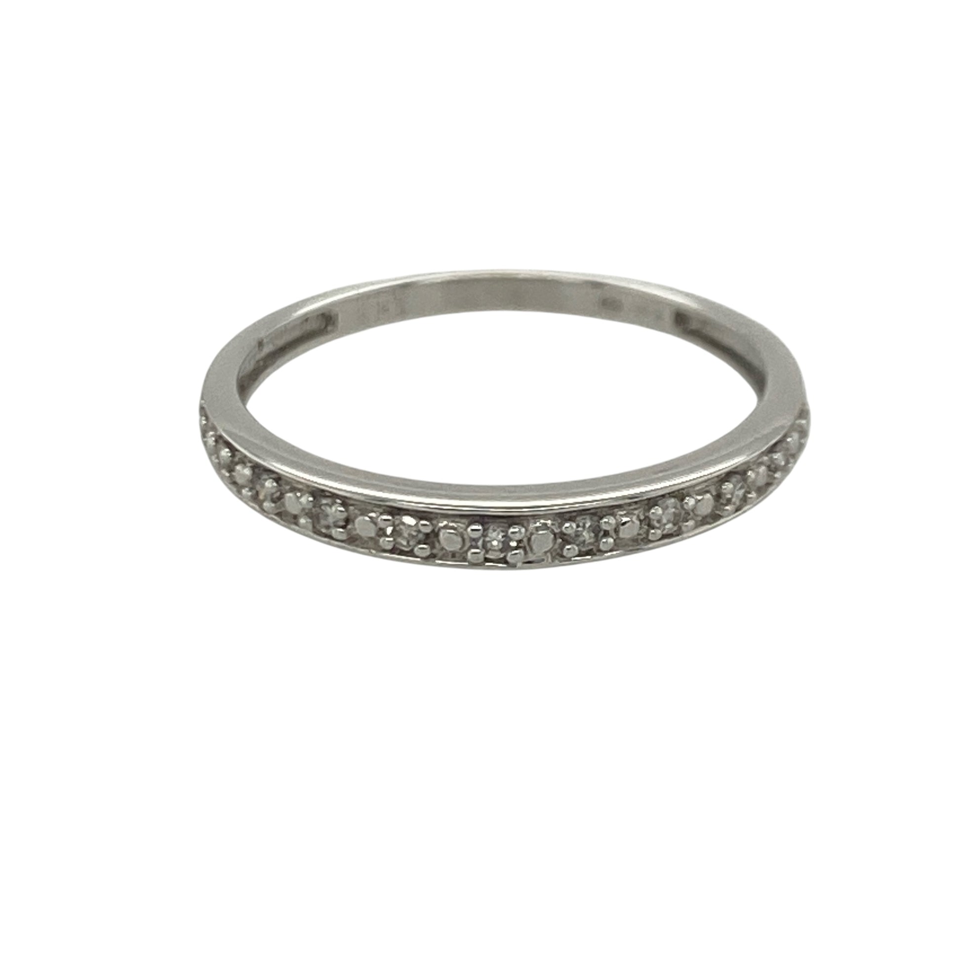 9ct White Gold & Diamond Band Ring