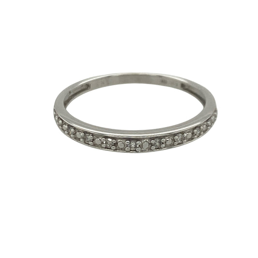 9ct White Gold & Diamond Band Ring