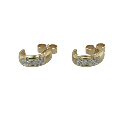 Add timeless sparkle and effortless elegance to your jewellery collection with these pre-owned 9ct yellow gold diamond half hoop stud earrings, featuring a classic design with versatile everyday appeal—perfect for special occasions, gifting, or refined daily wear.

Design: The earrings feature an elegant half hoop stud design accented with sparkling diamonds, creating a sophisticated look that offers beautiful light-catching brilliance while remaining comfortable and easy to wear.
