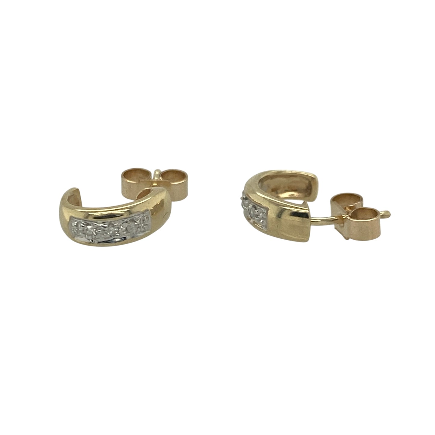 9ct Gold & Diamond Half Hoop Stud Earrings