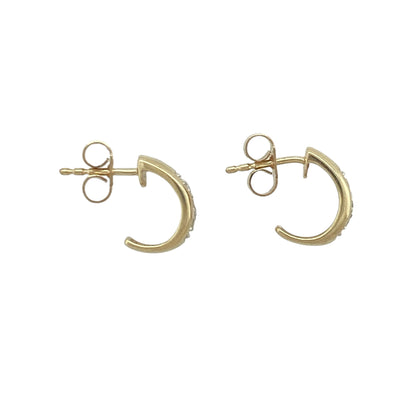 9ct Gold & Diamond Half Hoop Stud Earrings