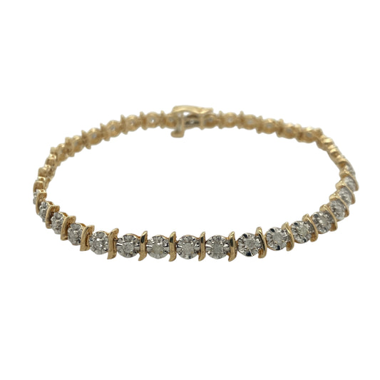 9ct Gold & Diamond 7.5" Bracelet