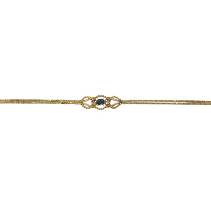 9ct Gold Diamond & Sapphire 7.5" Bracelet