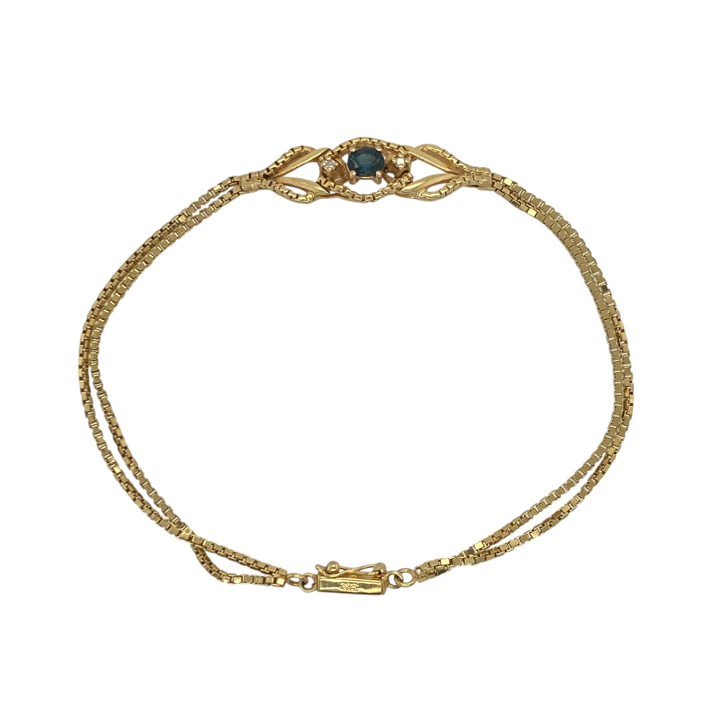 9ct Gold Diamond & Sapphire 7.5" Bracelet