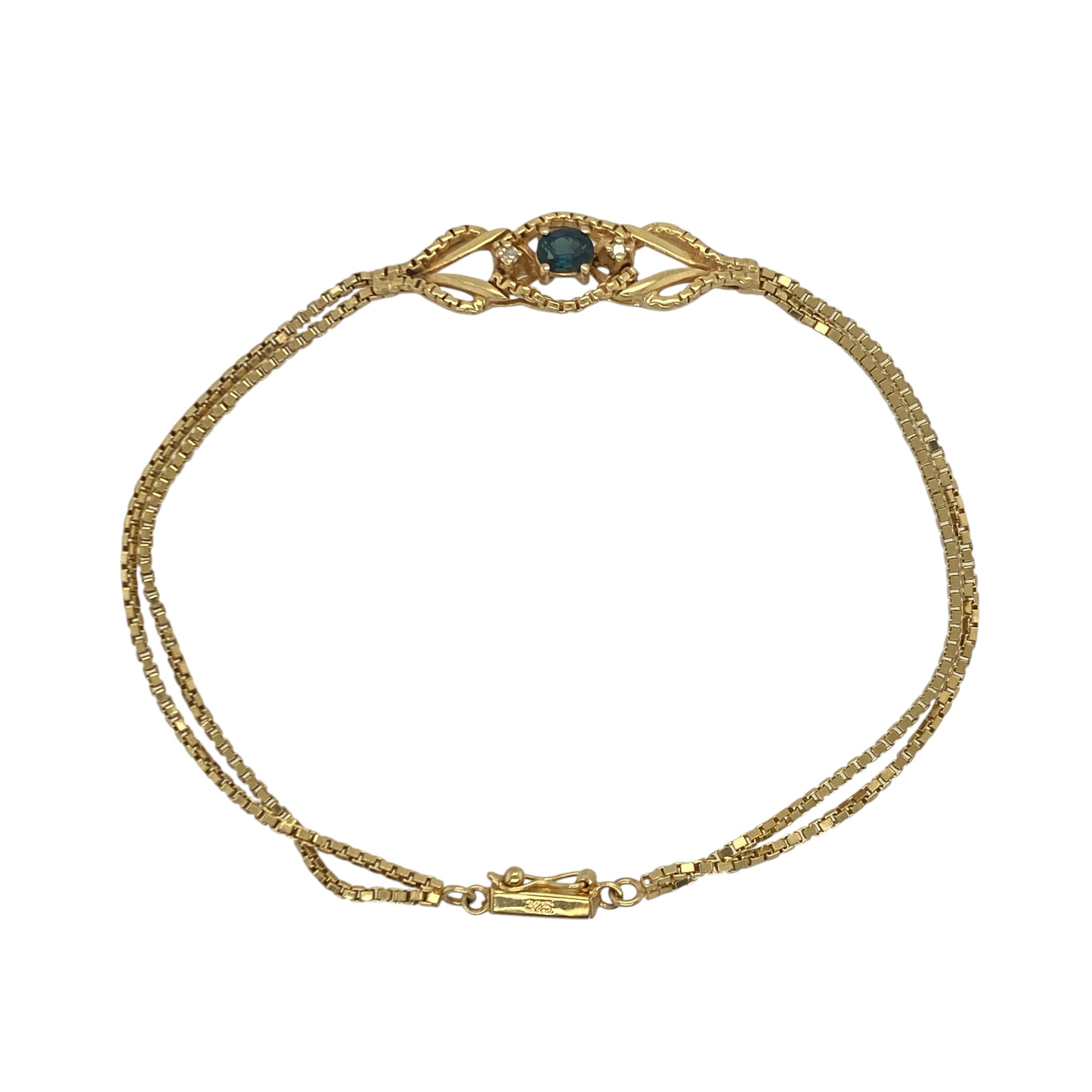 9ct Gold Diamond & Sapphire 7.5" Bracelet