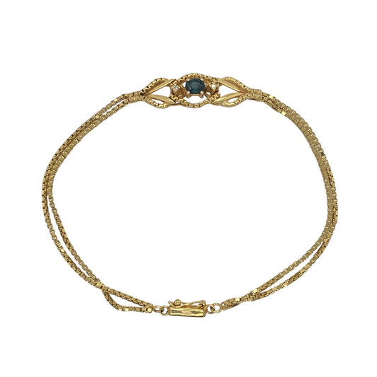 9ct Gold Diamond & Sapphire 7.5" Bracelet