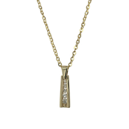 9ct Gold & Diamond Bar 18" Necklace