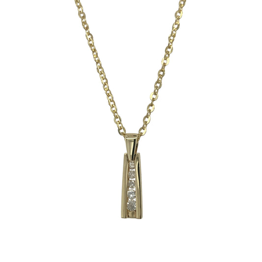 9ct Gold & Diamond Bar 18" Necklace