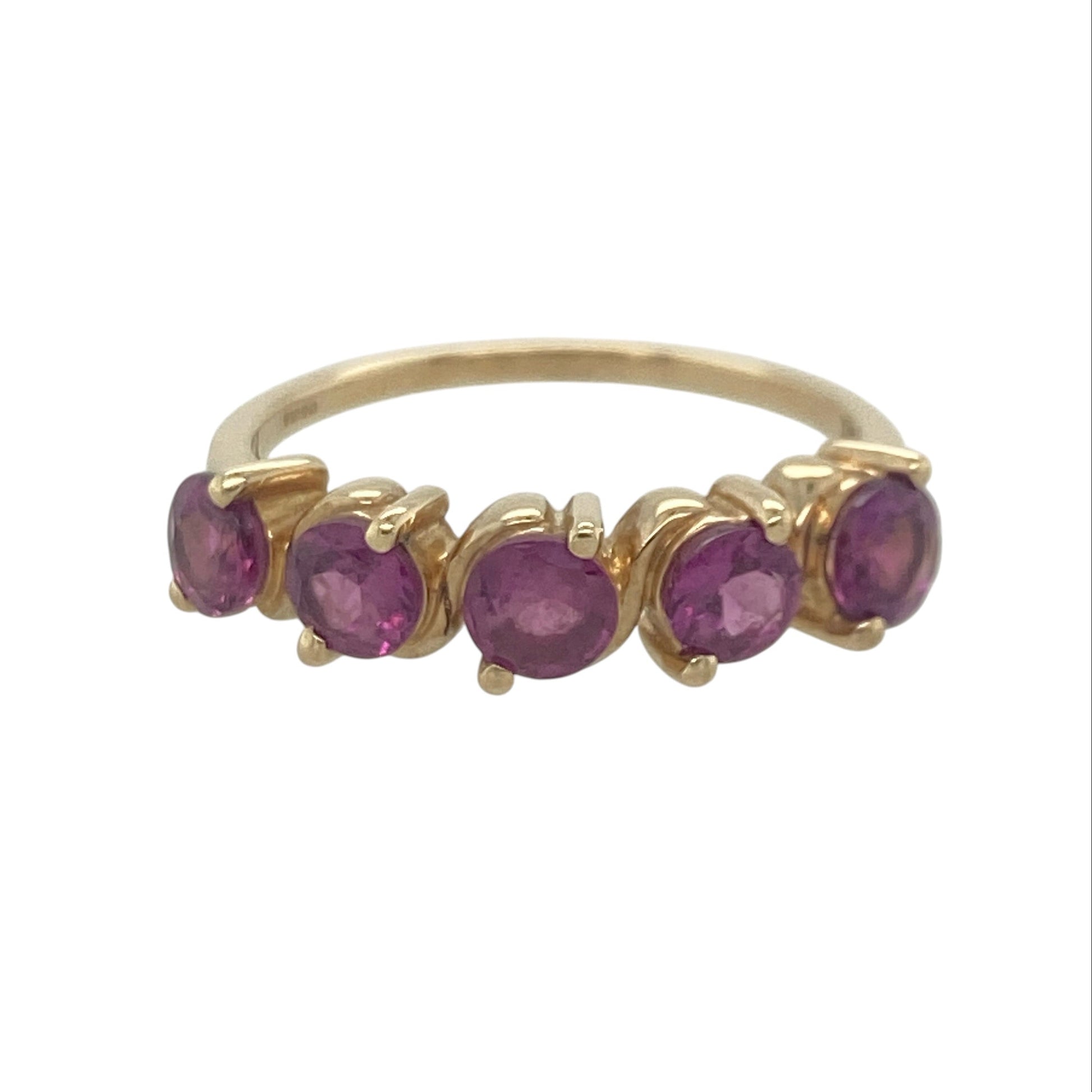 9ct Gold & Pink Tourmaline Band Ring