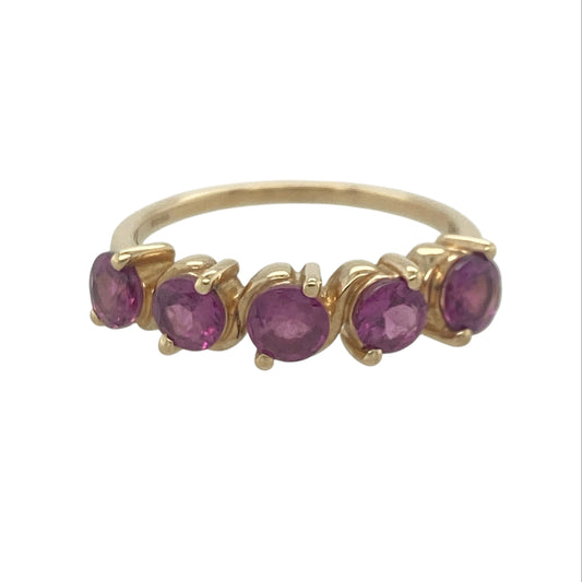 9ct Gold & Pink Tourmaline Band Ring