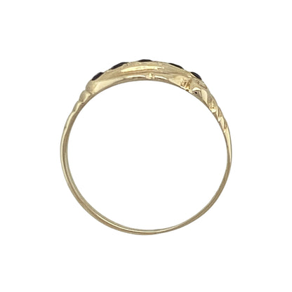 9ct Gold & Sapphire Five Stone Vintage Style Band Ring