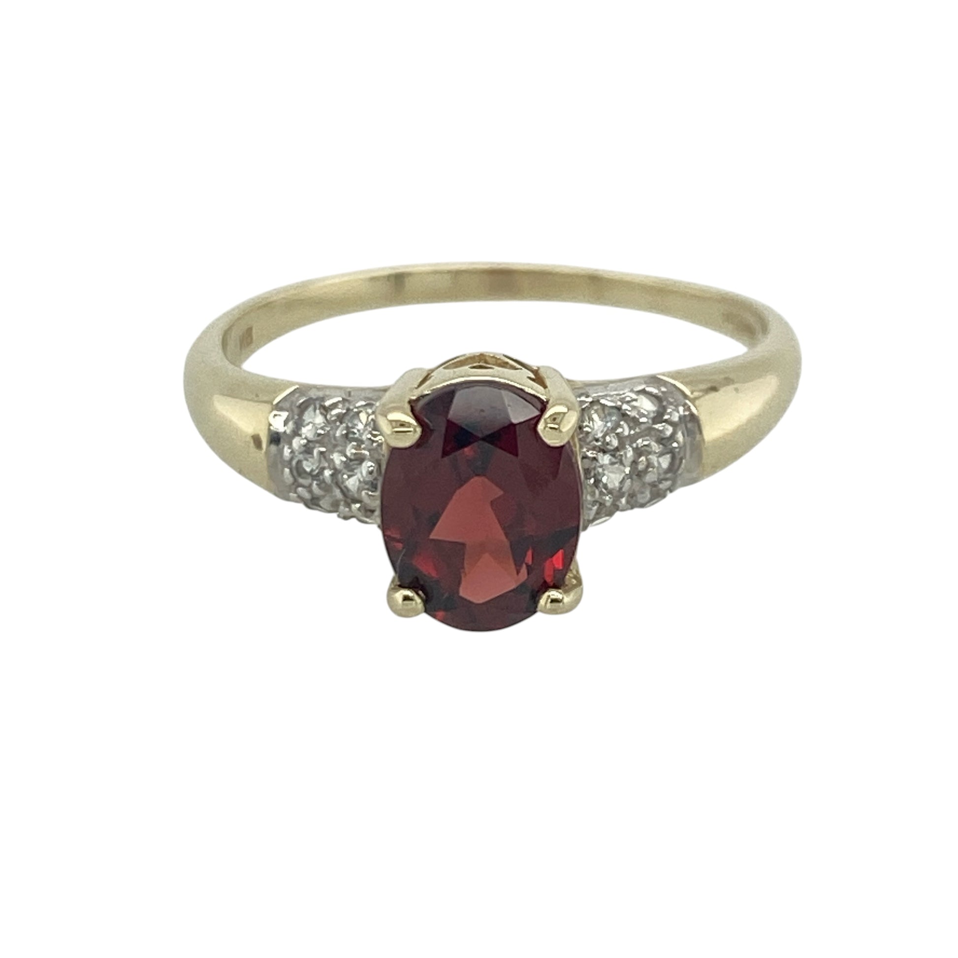 9ct Gold Garnet & Cubic Zirconia Ring