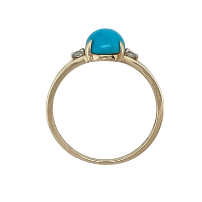 9ct Gold Turquoise & Cubic Zirconia Ring
