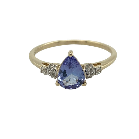 9ct Gold Tanzanite & Cubic Zirconia Ring